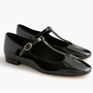 J Crew Black Patent Leather Mary Jane Flats